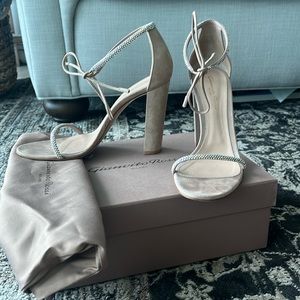 Gianvito Rossi sz 39 (9) Camoscio Oil Rosa heeled front tie sandals w/ sparkles